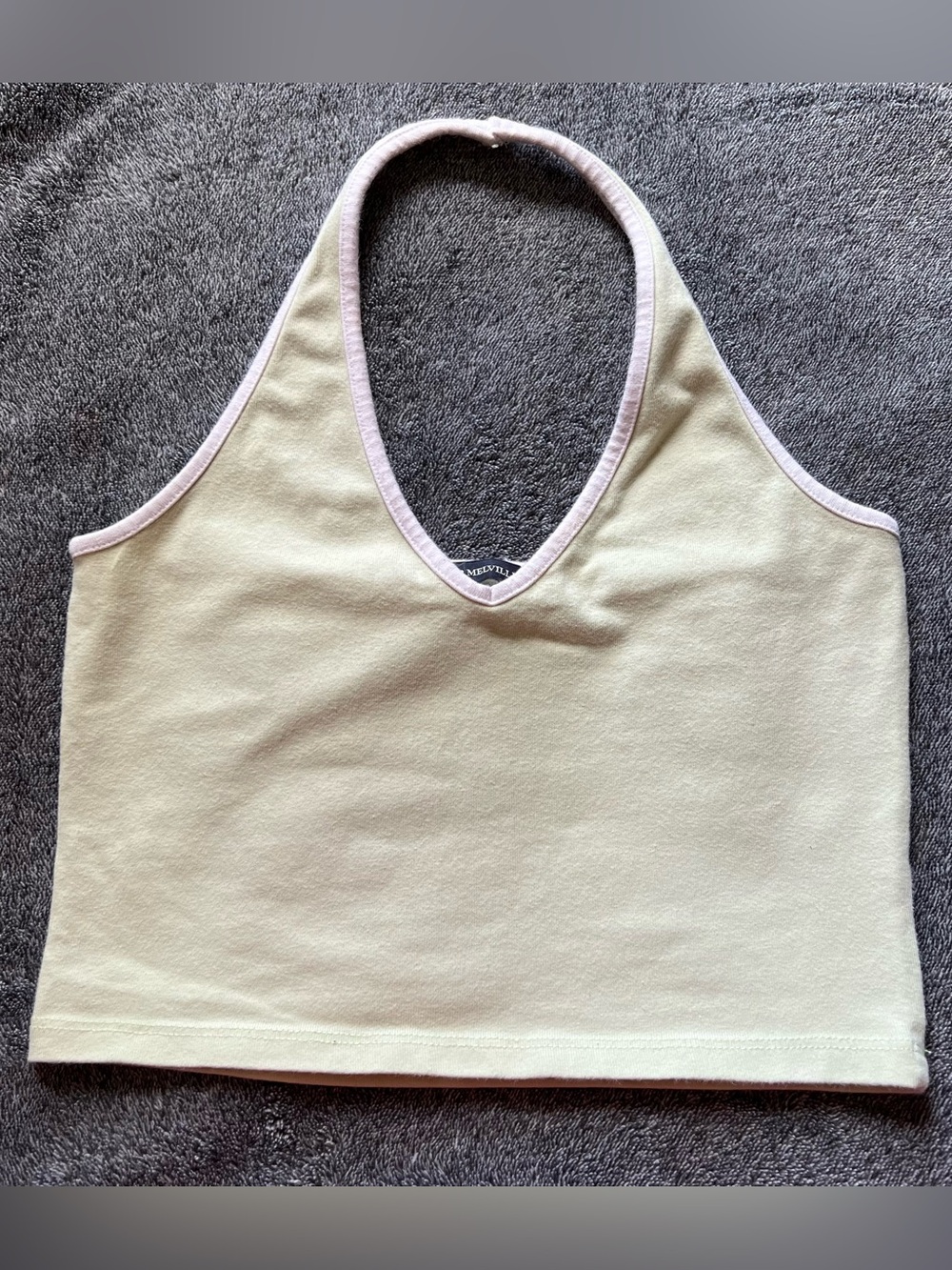 Brandy Melville Pale Green Halter Top with White Trim